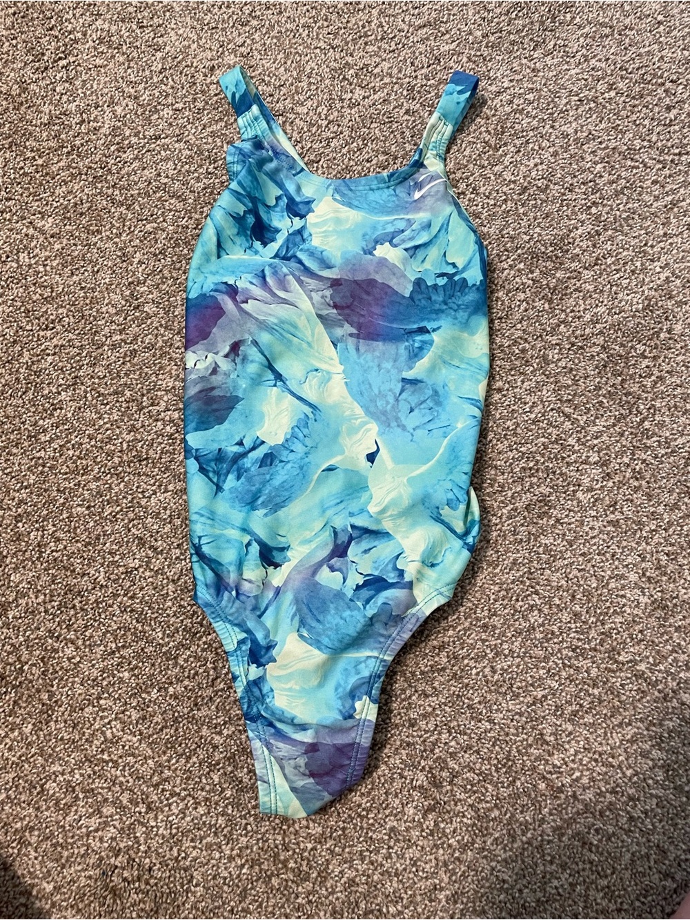 Girl’s Nike Hydrastrong Swimsuit - Blue Abstract One-Piece